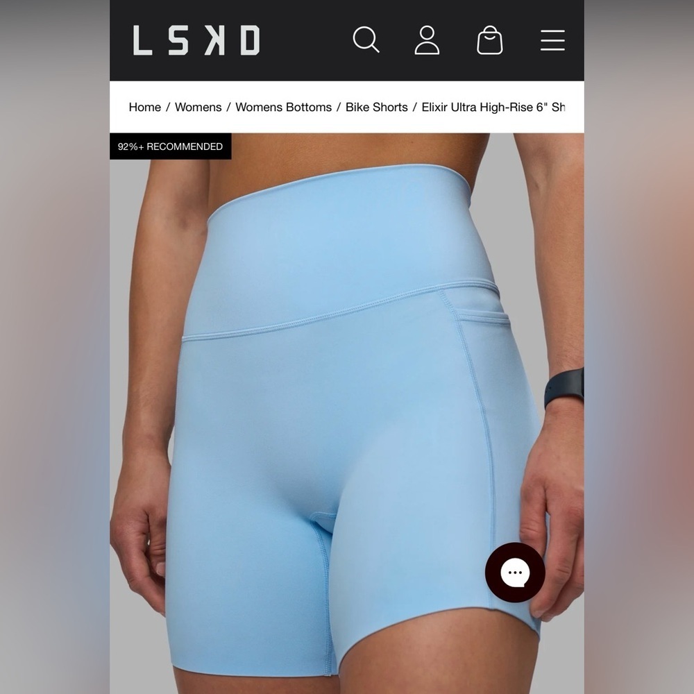 LSKD Fusion Mid Rise Biker Shorts with Pockets Size XS Sky Blue NWT!